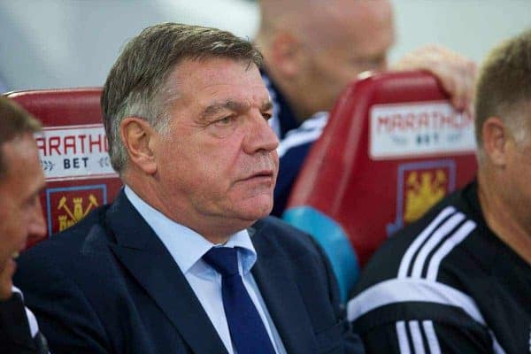 LONDON, ENGLAND - Saturday, September 20, 2014: West Ham United's manager Sam Allardyce before the Premier League match against Liverpool at Upton Park. (Pic by David Rawcliffe/Propaganda)