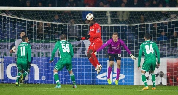 SOFIA, BULGARIA - Wednesday, November 26, 2014: Liverpool's Kolo Toure in action against PFC Ludogorets Razgrad during the UEFA Champions League Group B match at the Vasil Levski National Stadium. (Pic by David Rawcliffe/Propaganda)