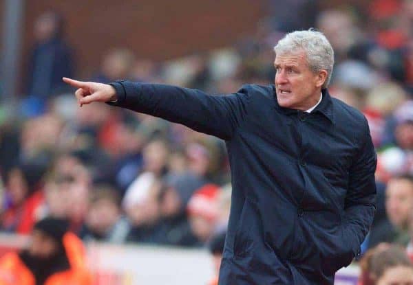 STOKE-ON-TRENT, ENGLAND - Sunday, January 4, 2015: Stoke City's manager Mark Hughes during the FA Cup 3rd Round match against Wrexham at the Britannia Stadium. (Pic by David Rawcliffe/Propaganda)