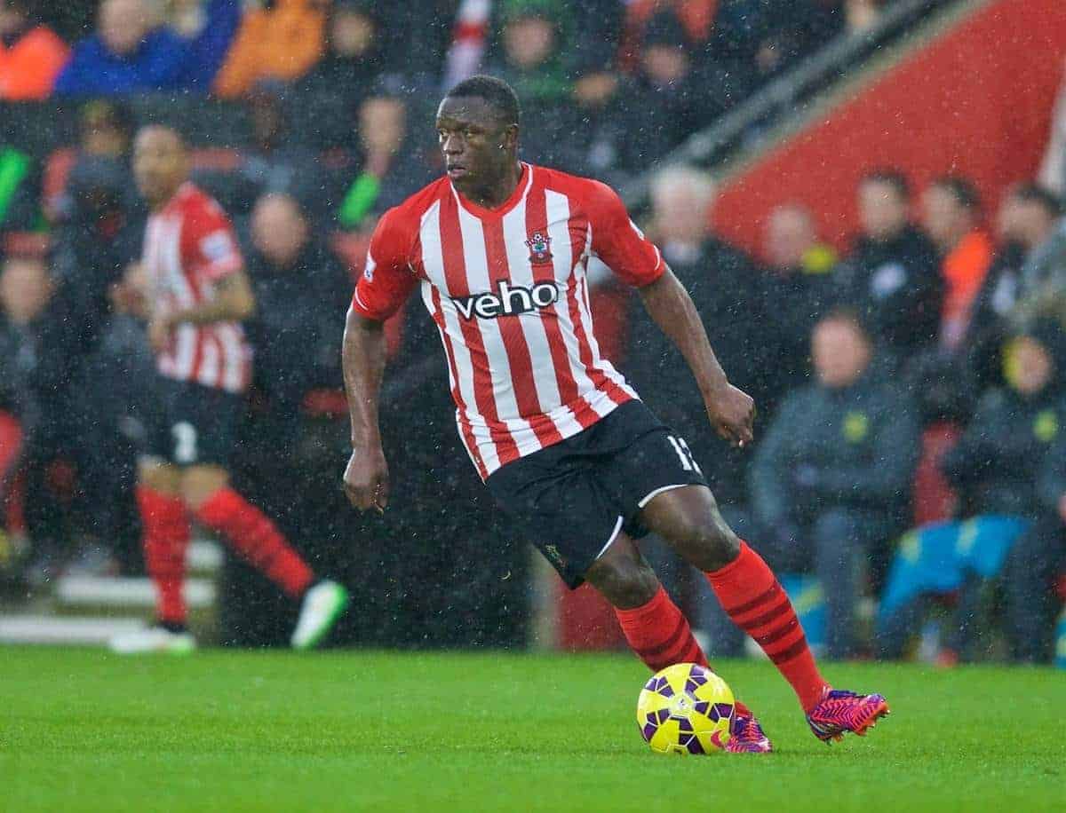 SOUTHAMPTON, ENGLAND - Sunday, February 22, 2015: Southampton's Victor Wanyama in action against Liverpool during the FA Premier League match at St Mary's Stadium. (Pic by David Rawcliffe/Propaganda)