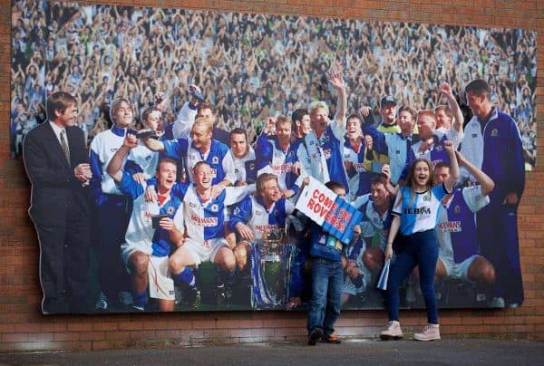 BLACKBURN, ENGLAND - Wednesday, April 8, 2015: Blackburn Rovers supporters before the FA Cup 6th Round Quarter-Final Replay match against Liverpool at Ewood Park. (Pic by David Rawcliffe/Propaganda)