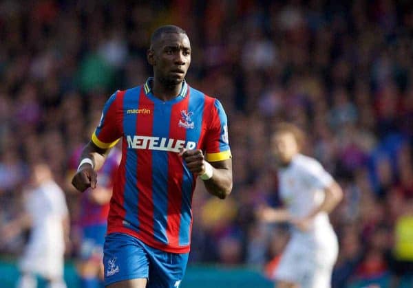 LONDON, ENGLAND - Saturday, May 9, 2015: Crystal Palace's Yannick Bolasie in action against Manchester United during the Premier League match at Selhurst Park. (Pic by David Rawcliffe/Propaganda)