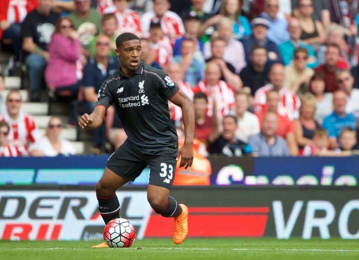 STOKE-ON-TRENT, ENGLAND - Sunday, August 9, 2015: Liverpool's Jordon Ibe in action against Stoke City during the Premier League match at the Britannia Stadium. (Pic by David Rawcliffe/Propaganda)