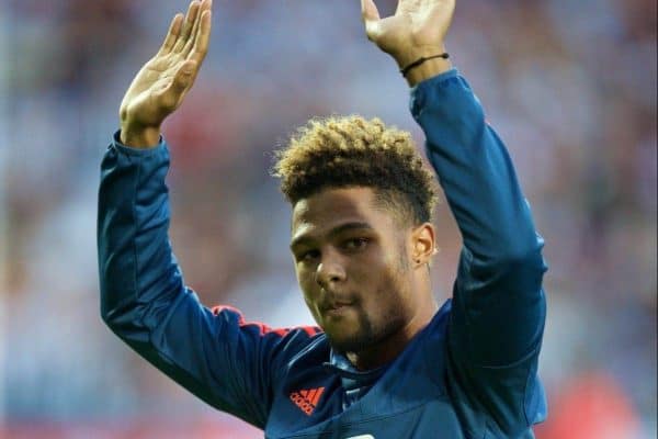 WEST BROMWICH, ENGLAND - Monday, August 10, 2015: West Bromwich Albion's loan signing Serge Gnabry before the Premier League match against Manchester City at the Hawthorns. (Pic by David Rawcliffe/Propaganda)