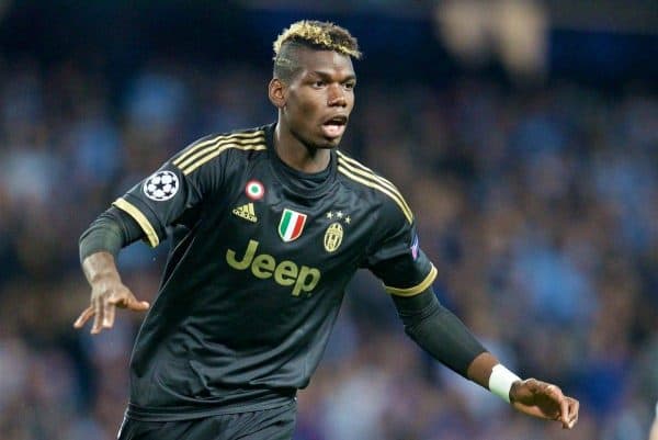 MANCHESTER, ENGLAND - Tuesday, September 15, 2015: Juventus' Paul Pogba during the UEFA Champions League Group D match against Manchester City at the City of Manchester Stadium. (Pic by David Rawcliffe/Propaganda)