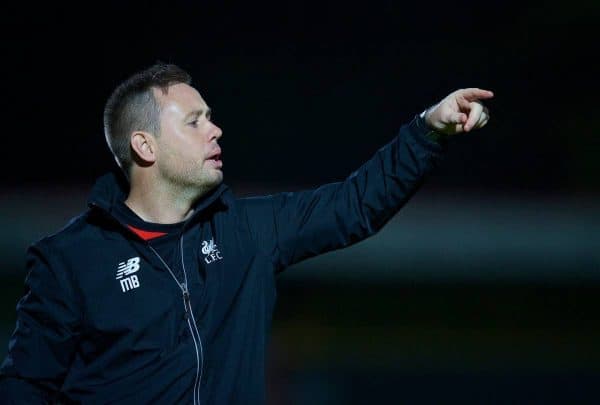 STEVENAGE, ENGLAND - Friday, October 23, 2015: Liverpool's manager Michael Beale during the Under 21 FA Premier League match against Tottenham Hotspur at the Lamex Stadium. (Pic by David Rawcliffe/Propaganda)