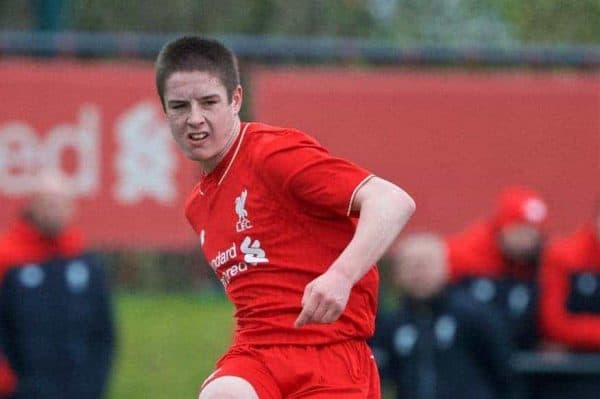 KIRKBY, ENGLAND - Saturday, December 5, 2015: Liverpool's Liam Coyle during the FA Premier League Academy match against Everton at the Kirkby Academy. (Pic by David Rawcliffe/Propaganda)