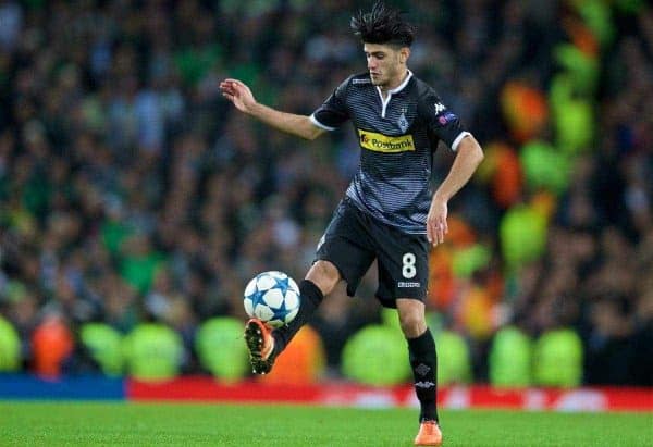 MANCHESTER, ENGLAND - Tuesday, December 8, 2015: VfL Borussia Mönchengladbach's Mahmoud Dahoud in action against Manchester City during the UEFA Champions League Group D match at the City of Manchester Stadium. (Pic by David Rawcliffe/Propaganda)