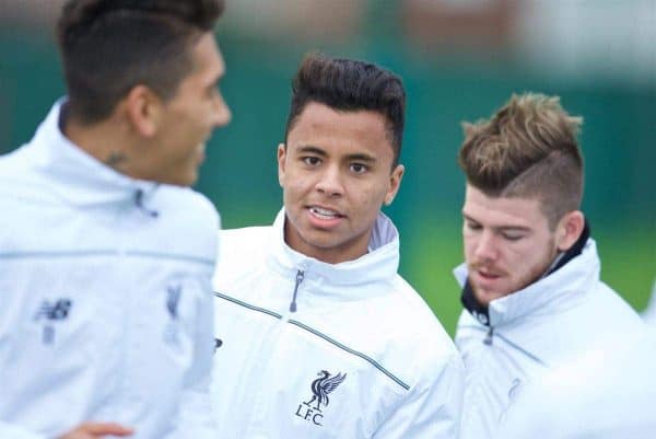 LIVERPOOL, ENGLAND - Wednesday, December 9, 2015: Liverpool's Allan Rodrigues de Sousa during a training session at Melwood Training Ground ahead of the UEFA Europa League Group Stage Group B match against FC Sion. (Pic by David Rawcliffe/Propaganda)