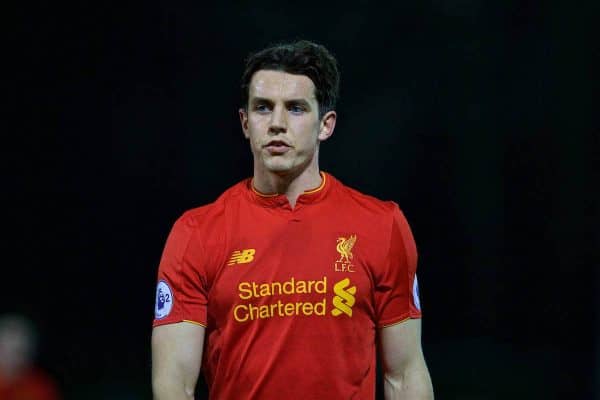 BANGOR, WALES - Wednesday, January 4, 2017: Liverpool's Jordan Williams in action against Bangor City during an Under-23 friendly match at Bangor University Stadium. (Pic by David Rawcliffe/Propaganda)