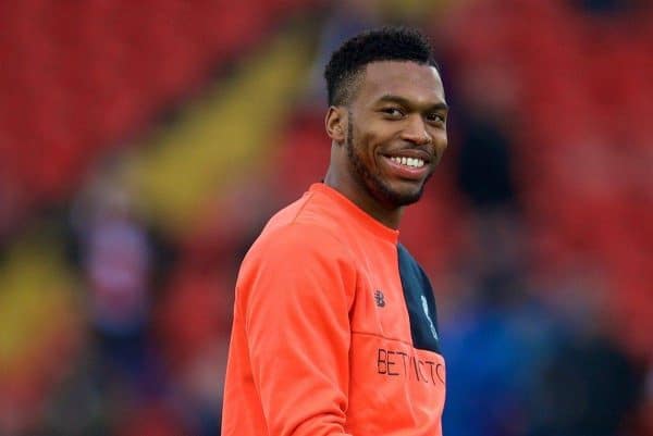 LIVERPOOL, ENGLAND - Saturday, January 7, 2017: Liverpool's Daniel Sturridge warms-up before the FA Cup 3rd Round match against Plymouth Argyle at Anfield. (Pic by David Rawcliffe/Propaganda)