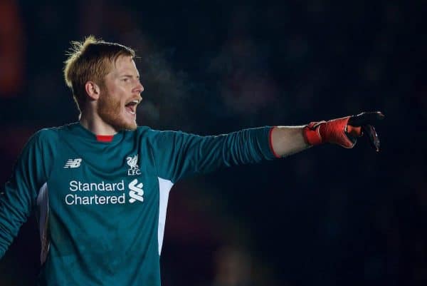 EXETER, ENGLAND - Friday, January 8, 2016: Liverpool's goalkeeper Adam Bogdan in action against Exeter City during the FA Cup 3rd Round match at St. James Park. (Pic by David Rawcliffe/Propaganda)