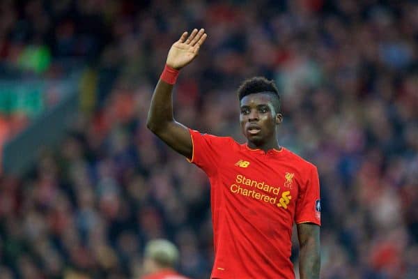 LIVERPOOL, ENGLAND - Saturday, January 7, 2017: Liverpool's Sheyi Ojo in action against Plymouth Argyle during the FA Cup 3rd Round match at Anfield. (Pic by David Rawcliffe/Propaganda)