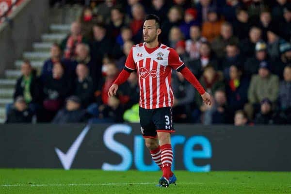 SOUTHAMPTON, ENGLAND - Wednesday, January 11, 2017: Southampton's Maya Yoshida in action against Liverpool during the Football League Cup Semi-Final 1st Leg match at St. Mary's Stadium. (Pic by David Rawcliffe/Propaganda)