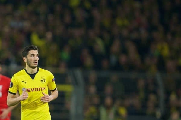 DORTMUND, GERMANY - Thursday, April 7, 2016: Borussia Dortmund's Nuri Sahin in action against Liverpool during the UEFA Europa League Quarter-Final 1st Leg match at Westfalenstadion. (Pic by David Rawcliffe/Propaganda)