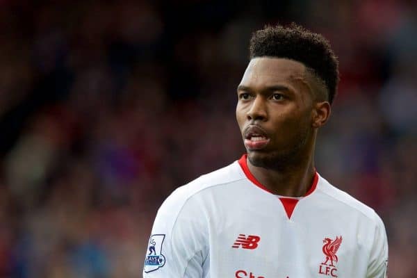 BOURNEMOUTH, ENGLAND - Sunday, April 17, 2016: Liverpool's Daniel Sturridge in action against Bournemouth during the FA Premier League match at Dean Court. (Pic by David Rawcliffe/Propaganda)