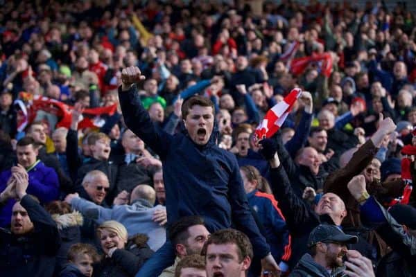 STOKE-ON-TRENT, ENGLAND - Saturday, April 30, 2016: Sunderland supporters celebrate an injury time equalising goal from a penalty kick against Stoke City during the FA Premier League match at the Britannia Stadium. (Pic by David Rawcliffe/Propaganda)