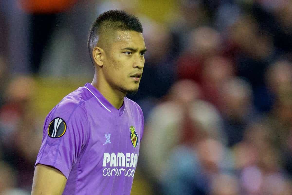 LIVERPOOL, ENGLAND - Thursday, May 5, 2016: Villarreal's goalkeeper Alphonse ArÈola during the UEFA Europa League Semi-Final 2nd Leg match against Liverpool at Anfield. (Pic by David Rawcliffe/Propaganda)