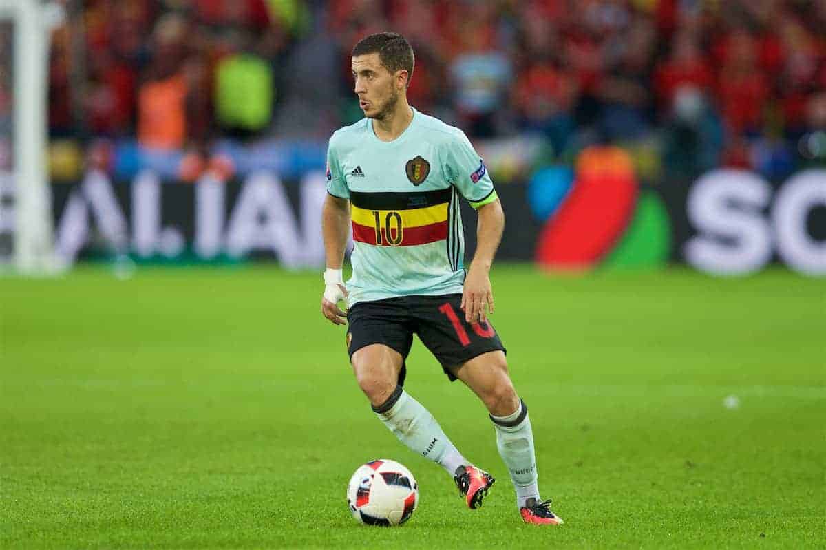 LILLE, FRANCE - Friday, July 1, 2016: Belgium's Eden Hazard in action against Wales during the UEFA Euro 2016 Championship Quarter-Final match at the Stade Pierre Mauroy. (Pic by Paul Greenwood/Propaganda)