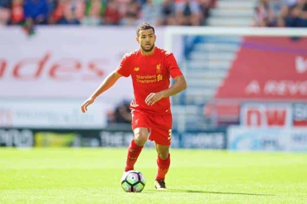 WIGAN, ENGLAND - Sunday, July 17, 2016: Liverpool's Kevin Stewart in action against Wigan Athletic during a pre-season friendly match at the DW Stadium. (Pic by David Rawcliffe/Propaganda)