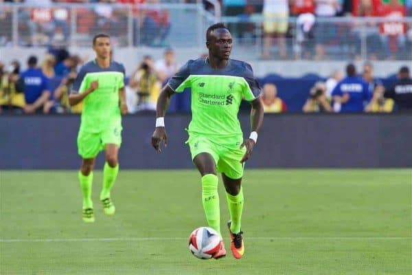 SANTA CLARA, USA - Saturday, July 30, 2016: Liverpool's Sadio Mane in action against AC Milan during the International Champions Cup 2016 game on day ten of the club's USA Pre-season Tour at the Levi's Stadium. (Pic by David Rawcliffe/Propaganda)