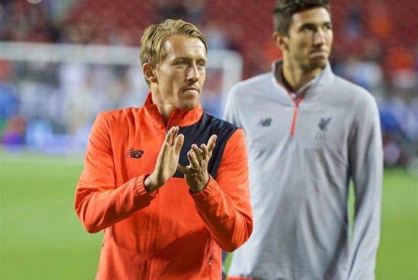 SANTA CLARA, USA - Saturday, July 30, 2016: Liverpool's injured Lucas Leiva during the International Champions Cup 2016 game against AC Milan on day ten of the club's USA Pre-season Tour at the Levi's Stadium. (Pic by David Rawcliffe/Propaganda)