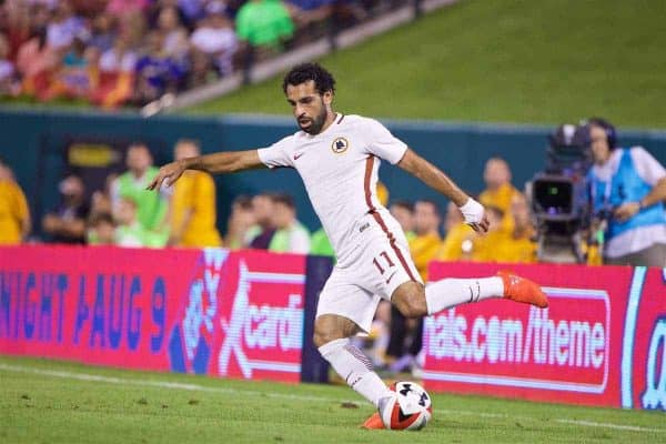 ST. LOUIS, USA - Monday, August 1, 2016: AS Roma's Mohamed Salah in action against Liverpool during a pre-season friendly game on day twelve of the club's USA Pre-season Tour at the Busch Stadium. (Pic by David Rawcliffe/Propaganda)