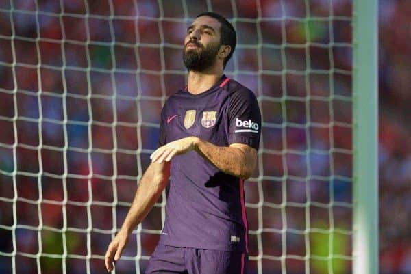 LONDON, ENGLAND - Saturday, August 6, 2016: Barcelona's Arda Turan looks dejected after missing a chance against Liverpool during the International Champions Cup match at Wembley Stadium. (Pic by David Rawcliffe/Propaganda)