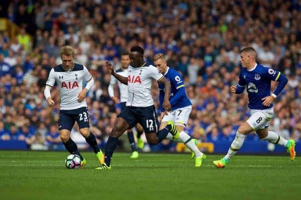 LIVERPOOL, ENGLAND - Saturday, August 13, 2016: Tottenham Hotspur's Victor Wanyama in action against Everton during the FA Premier League match at Goodison Park. (Pic by David Rawcliffe/Propaganda)