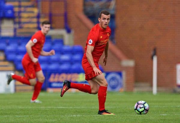 BIRKENHEAD, ENGLAND - Sunday, August 14, 2016: Liverpool's Brooks Lennon in action against Southampton during the Under-23 FA Premier League 2 match at Prenton Park. (Pic by Gavin Trafford/Propaganda)