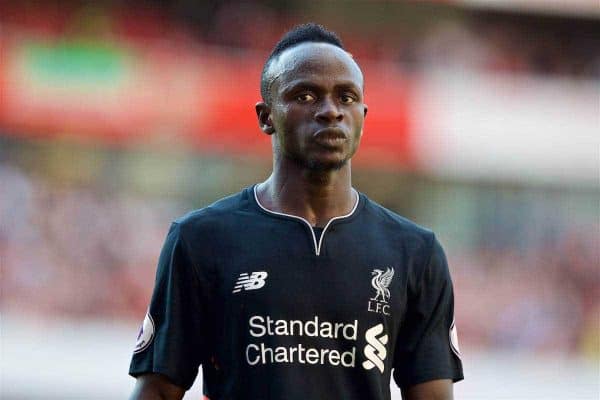 LONDON, ENGLAND - Sunday, August 14, 2016: Liverpool's Sadio Mane during the FA Premier League match against Arsenal at the Emirates Stadium. (Pic by David Rawcliffe/Propaganda)