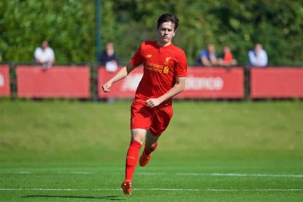 KIRKBY, ENGLAND - Monday, August 15, 2016: Liverpool's Liam Millar in action against Blackburn Rovers during the Under-18 FA Premier League match at the Kirkby Academy. (Pic by David Rawcliffe/Propaganda)