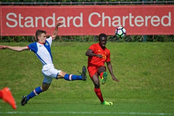 KIRKBY, ENGLAND - Monday, August 15, 2016: Liverpool's Bobby Adekanye in action against Blackburn Rovers during the Under-18 FA Premier League match at the Kirkby Academy. (Pic by David Rawcliffe/Propaganda)