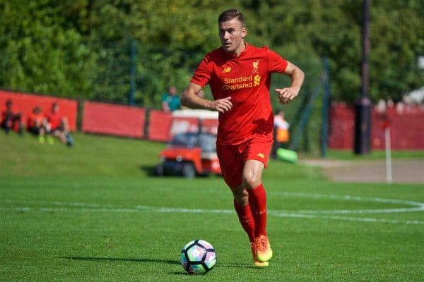 KIRKBY, ENGLAND - Monday, August 15, 2016: Liverpool's Herbie Kane in action against Blackburn Rovers during the Under-18 FA Premier League match at the Kirkby Academy. (Pic by David Rawcliffe/Propaganda)