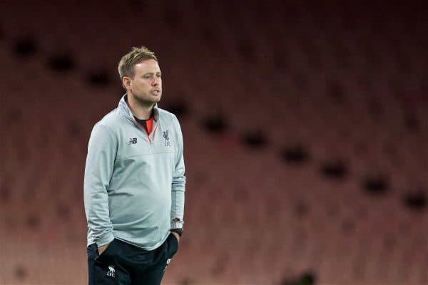 LONDON, ENGLAND - Friday, August 26, 2016: Liverpool's Under-23 manager Michael Beale during the FA Premier League 2 Under-23 match against Arsenal at the Emirates Stadium. (Pic by David Rawcliffe/Propaganda)