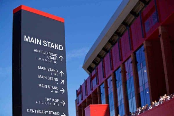 LIVERPOOL, ENGLAND - Monday, August 29, 2016: Liverpool's new Main Stand undergoes testing as supporters experience the newly rebuilt stand for the second time at Anfield. (Pic by David Rawcliffe/Propaganda)