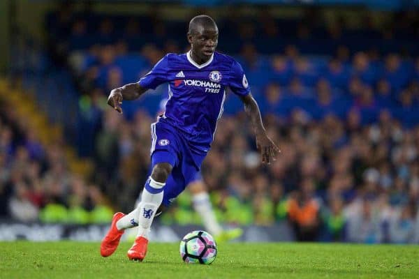 LONDON, ENGLAND - Friday, September 16, 2016: Chelsea's N'Golo Kante in action against Liverpool during the FA Premier League match at Stamford Bridge. (Pic by David Rawcliffe/Propaganda)