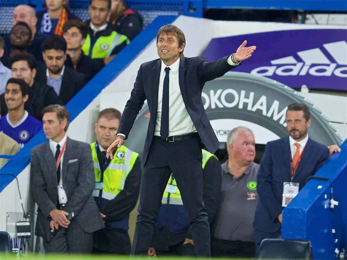 LONDON, ENGLAND - Friday, September 16, 2016: Chelsea's manager Antonio Conte during the FA Premier League match against Liverpool at Stamford Bridge. (Pic by David Rawcliffe/Propaganda)