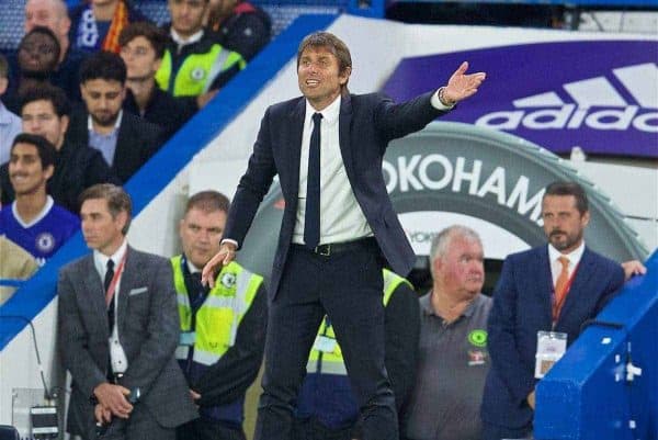 LONDON, ENGLAND - Friday, September 16, 2016: Chelsea's manager Antonio Conte during the FA Premier League match against Liverpool at Stamford Bridge. (Pic by David Rawcliffe/Propaganda)