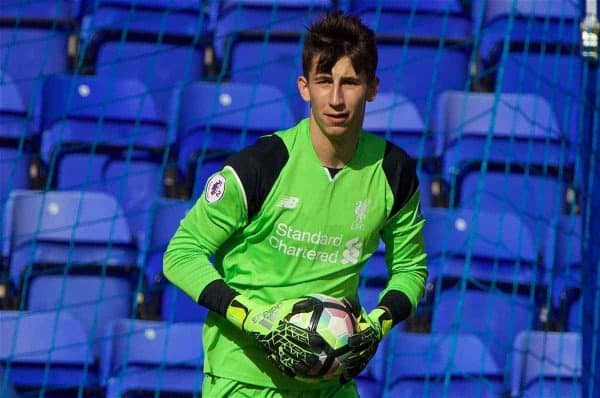 BIRKENHEAD, ENGLAND - Sunday, September 25, 2016: Liverpool's goalkeeper Kamil Grabara in action against Sunderland during the FA Premier League 2 Under-23 match at Prenton Park. (Pic by David Rawcliffe/Propaganda)