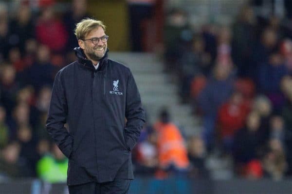 SOUTHAMPTON, ENGLAND - Saturday, November 19, 2016: Liverpool's manager Jürgen Klopp during the FA Premier League match against Southampton at St. Mary's Stadium. (Pic by David Rawcliffe/Propaganda)