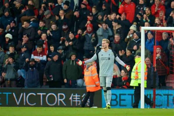 BOURNEMOUTH, ENGLAND - Sunday, December 4, 2016: Liverpool's goalkeeper Loris Karius looks dejected as AFC Bournemouth score an equalising goal to level the score at 3-3 during the FA Premier League match at Dean Court. (Pic by David Rawcliffe/Propaganda)