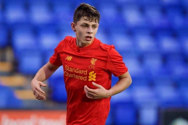 BIRKENHEAD, ENGLAND - Saturday, December 17, 2016: Liverpool's Adam Lewis in action against Crystal Palace during the FA Youth Cup 3rd Round match at Prenton Park. (Pic by David Rawcliffe/Propaganda)