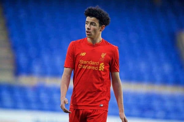 BIRKENHEAD, ENGLAND - Saturday, December 17, 2016: Liverpool's Curtis Jones in action against Crystal Palace during the FA Youth Cup 3rd Round match at Prenton Park. (Pic by David Rawcliffe/Propaganda)