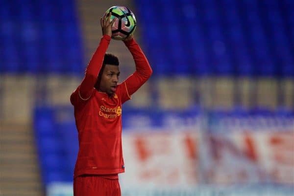 BIRKENHEAD, ENGLAND - Saturday, December 17, 2016: Liverpool's Diego Lattie in action against Crystal Palace during the FA Youth Cup 3rd Round match at Prenton Park. (Pic by David Rawcliffe/Propaganda)