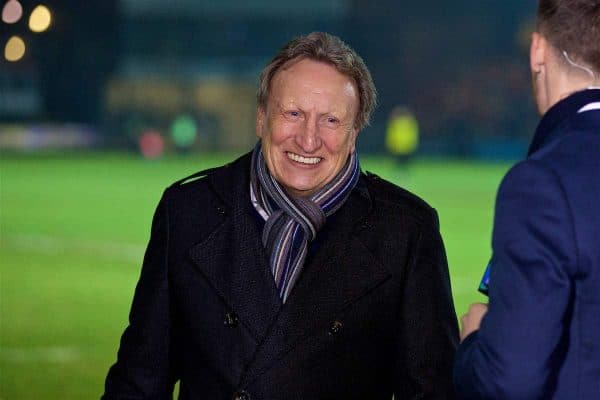 NEWPORT, WALES - Wednesday, December 21, 2016: Neil Warnock working for BT Sport as a pundit during the FA Cup 2nd Round Replay match between Newport County and Plymouth Argyle at Rodney Parade. (Pic by David Rawcliffe/Propaganda)