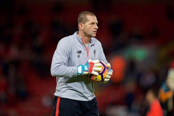 LIVERPOOL, ENGLAND - Saturday, December 31, 2016: Liverpool's goalkeeping coach John Achterberg warms-up before the FA Premier League match against Manchester City at Anfield. (Pic by David Rawcliffe/Propaganda)