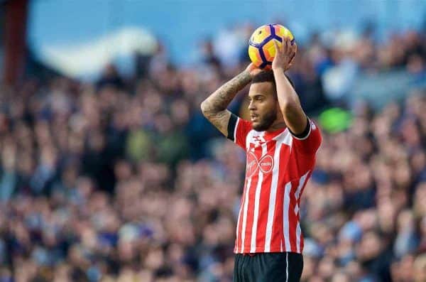 BURNLEY, ENGLAND - Saturday, January 14, 2017: Southampton's Ryan Bertrand takes a throw-in during the FA Premier League match against Burnley at Turf Moor. (Pic by David Rawcliffe/Propaganda)