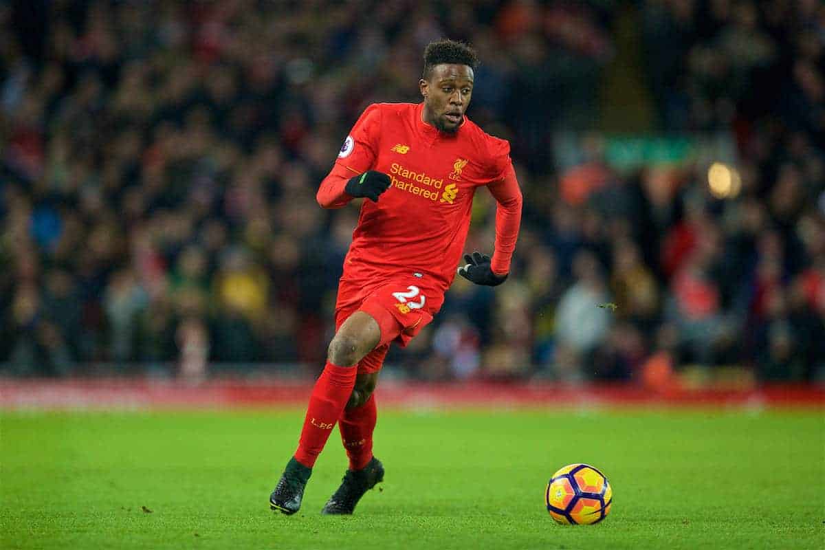 LIVERPOOL, ENGLAND - Saturday, March 4, 2017: Liverpool's Divock Origi in action against Arsenal during the FA Premier League match at Anfield. (Pic by David Rawcliffe/Propaganda)