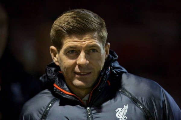 ALTRINGHAM, ENGLAND - Friday, March 10, 2017: Liverpool's coach Steven Gerrard before an Under-18 FA Premier League Merit Group A match against Manchester United at Moss Lane. (Pic by David Rawcliffe/Propaganda)